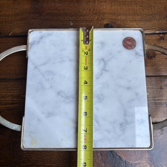 Leonard Silverplate Italy Marble & Silver Serving Tray with Handles - Picture 6 of 9